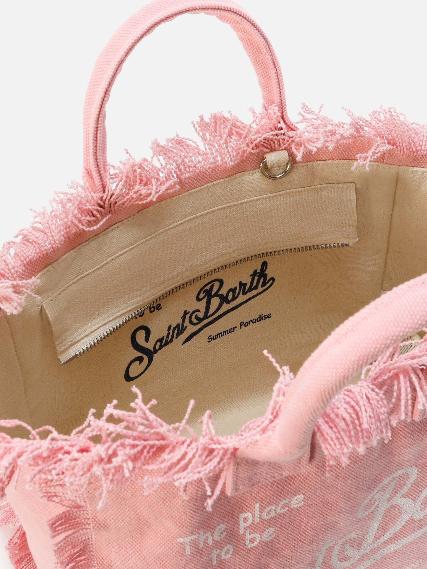 Borsa Colette rosa in canvas con frange