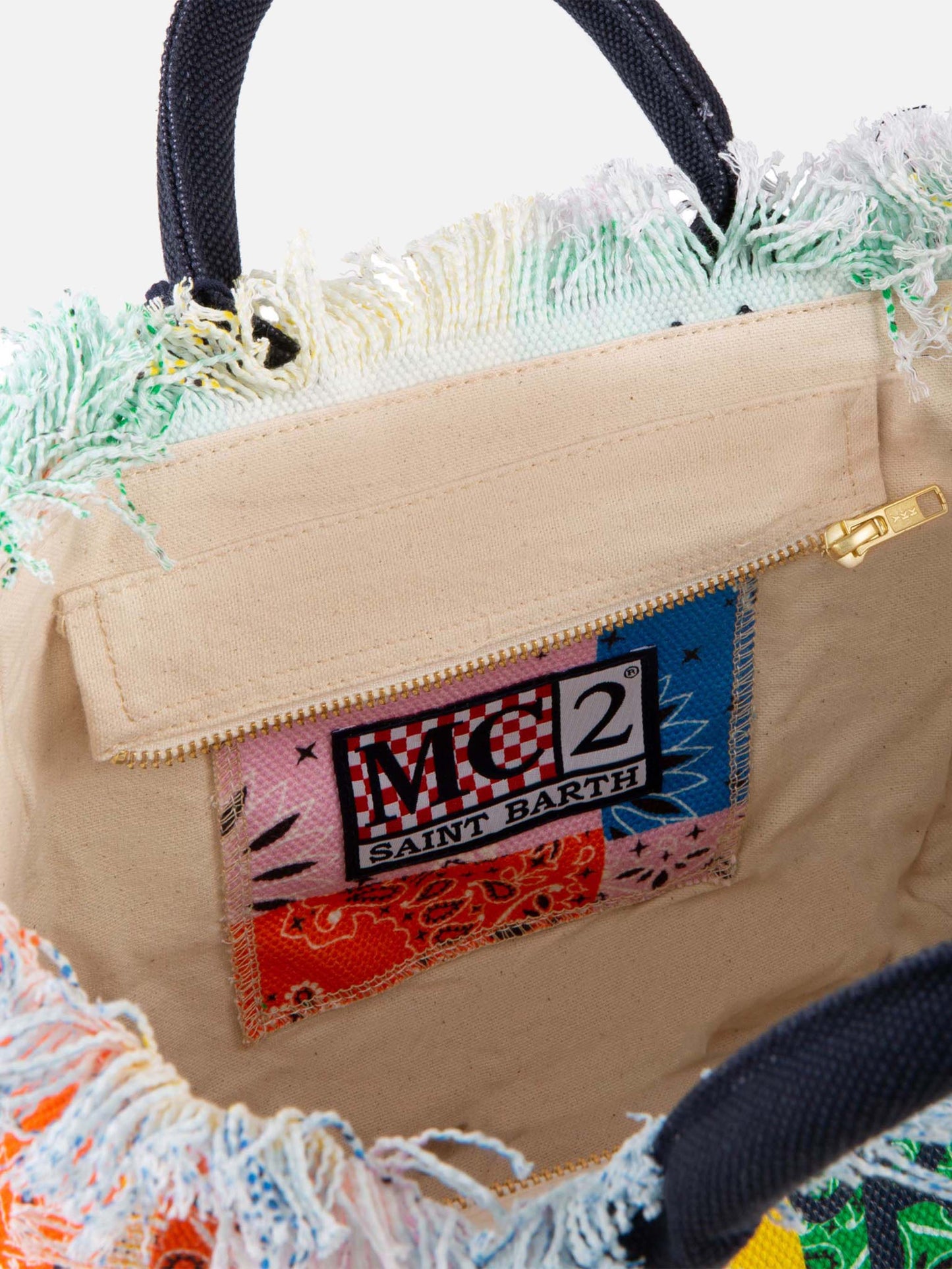 Borsa in canvas di cotone stampa bandana multicolor