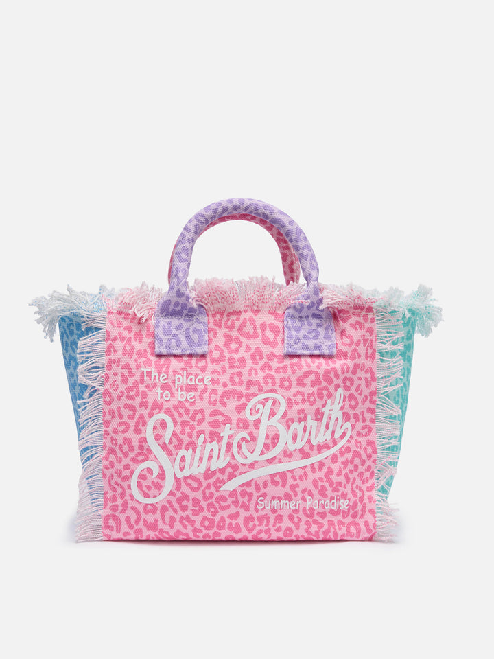 Borsa Colette in canvas di cotone con stampa animalier multicolore
