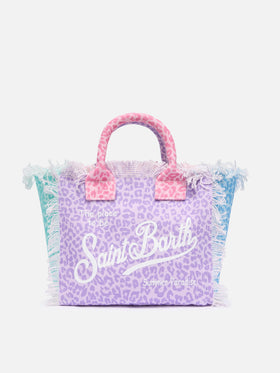 Borsa Colette in canvas di cotone con stampa animalier multicolore
