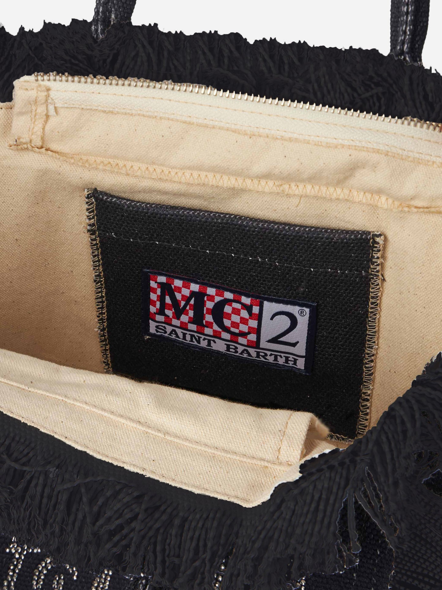 Black cotton canvas Colette handbag with rhinestones