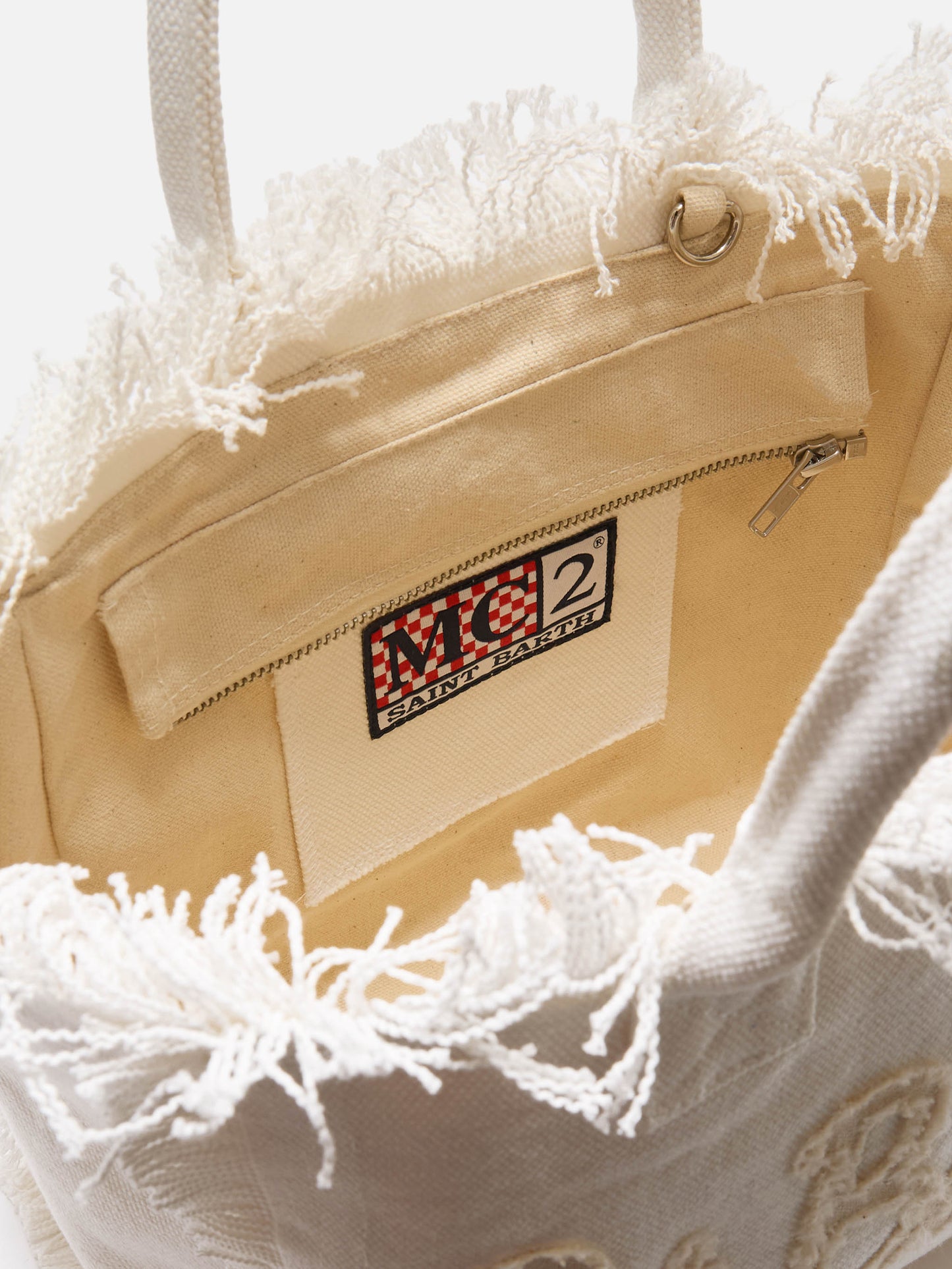 Sac Colette en toile blanche avec patch logo en tissu