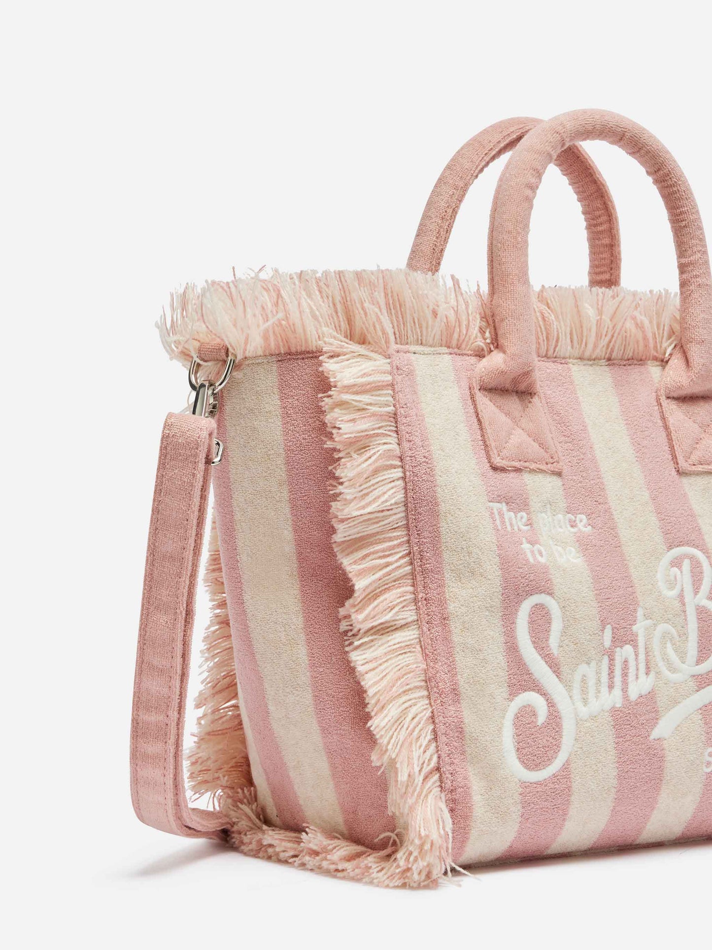 Colette Sponge light pink striped terry handbag - MC2 Saint Barth