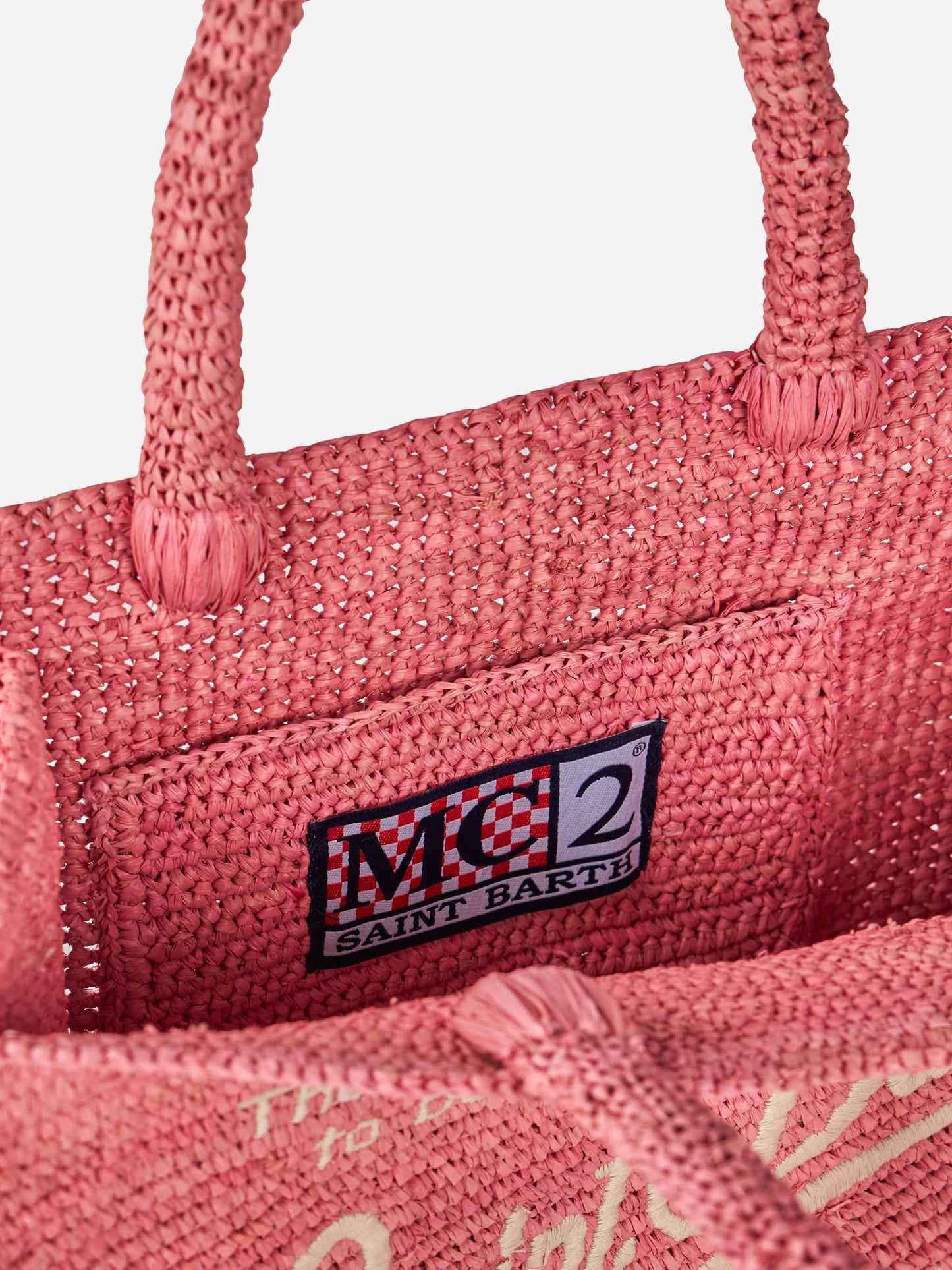 Pink Colette Raffia handbag with embroidery - MC2 Saint Barth