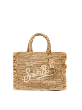 Colette Raffia handbag with logo embroidery and fringes - MC2 Saint Barth