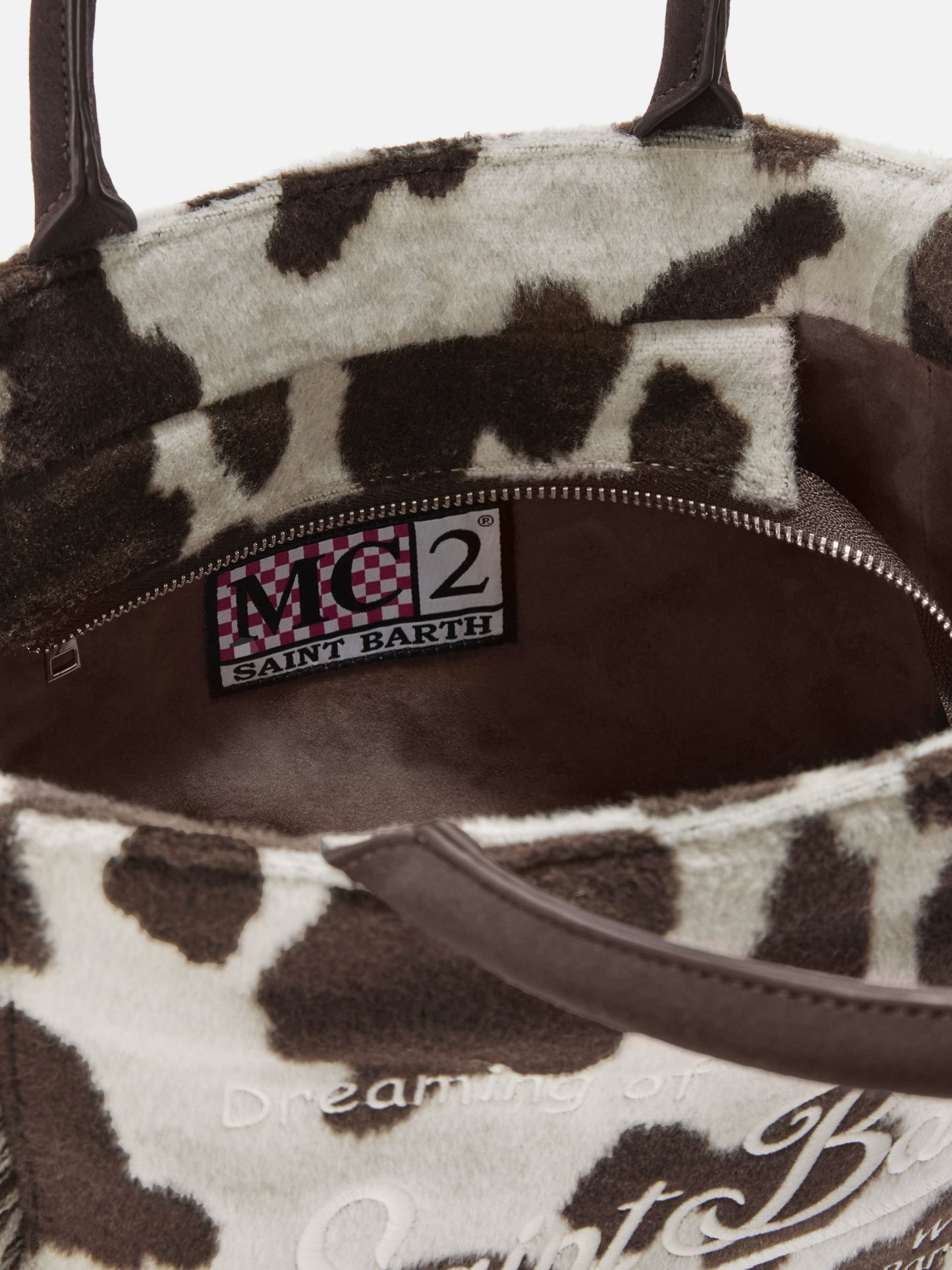 Colette Filzhandtasche aus Wollmischung mit Kuhfellmuster