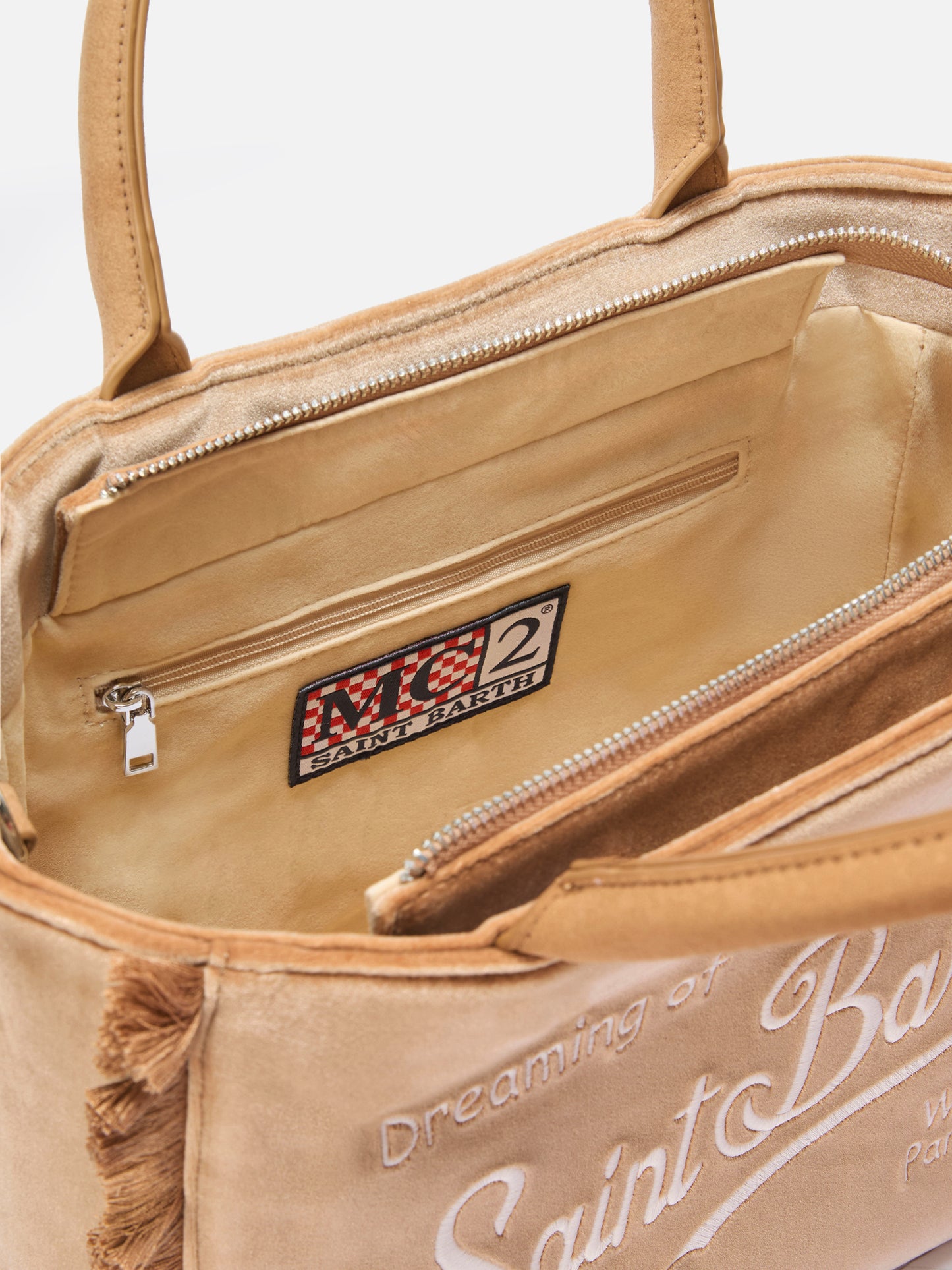 Borsa a mano Colette Velvet in velluto beige