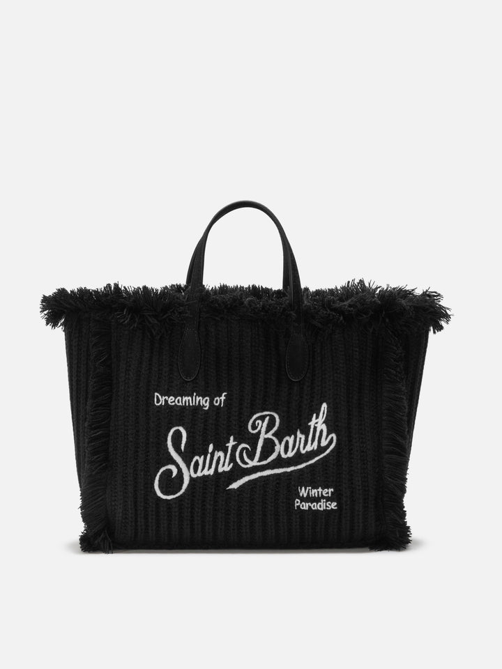 Borsa a mano Colette Wool Rib a trecce effetto lana in nero