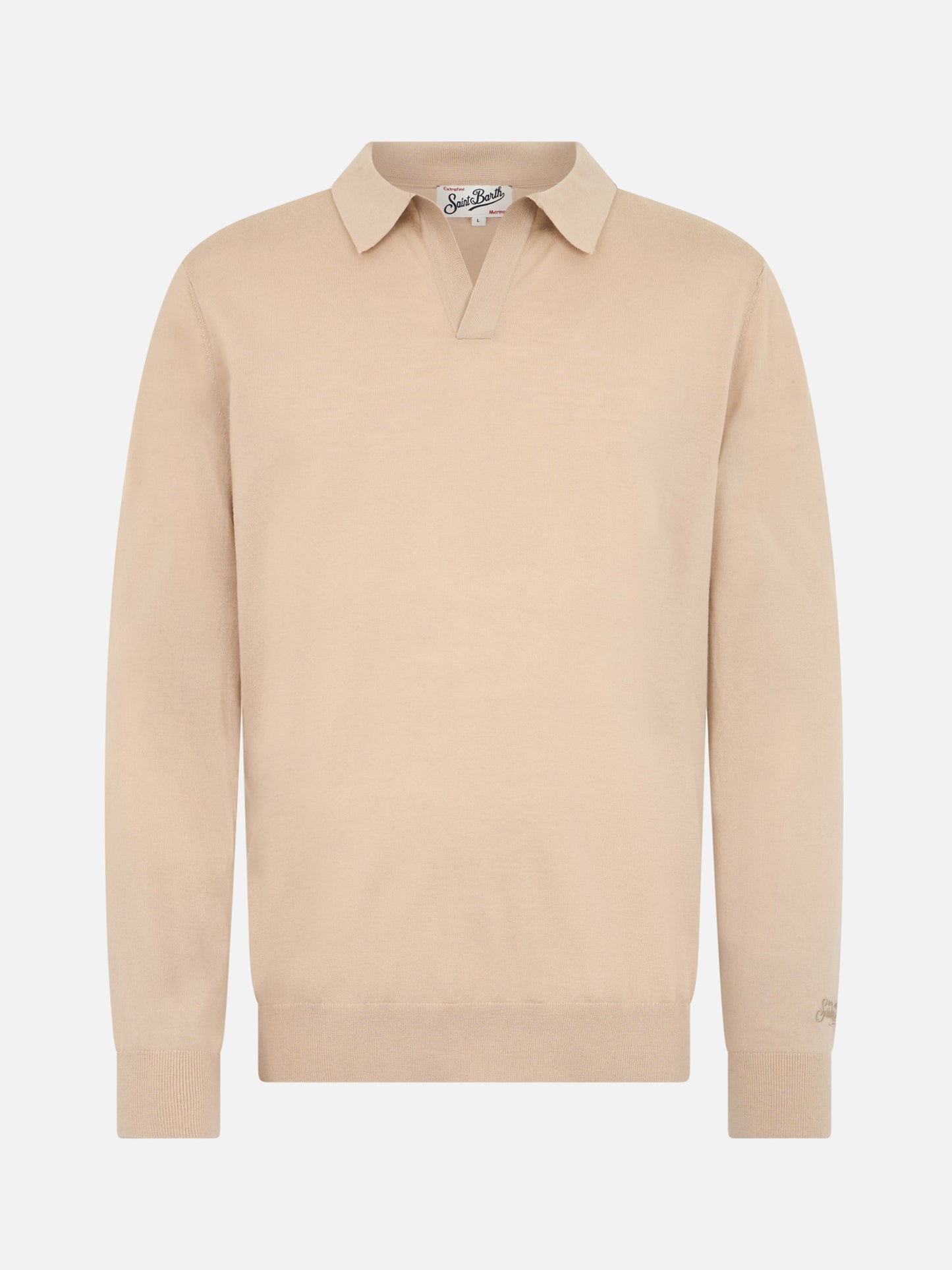 Man beige merino wool polo Covent - MC2 Saint Barth