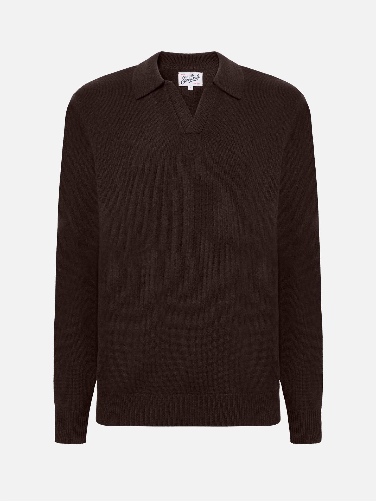 Polo in maglia Covent in pura lana marrone