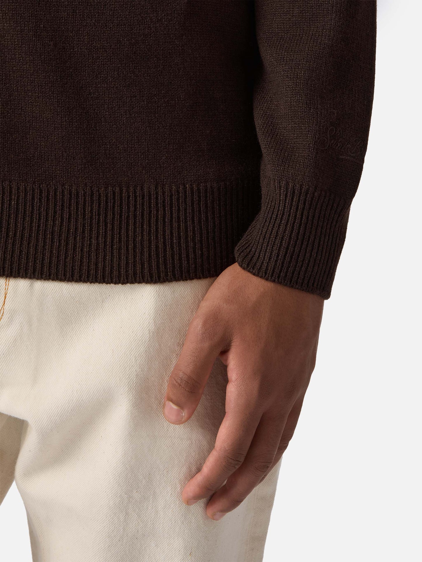 Polo in maglia Covent in lana marrone