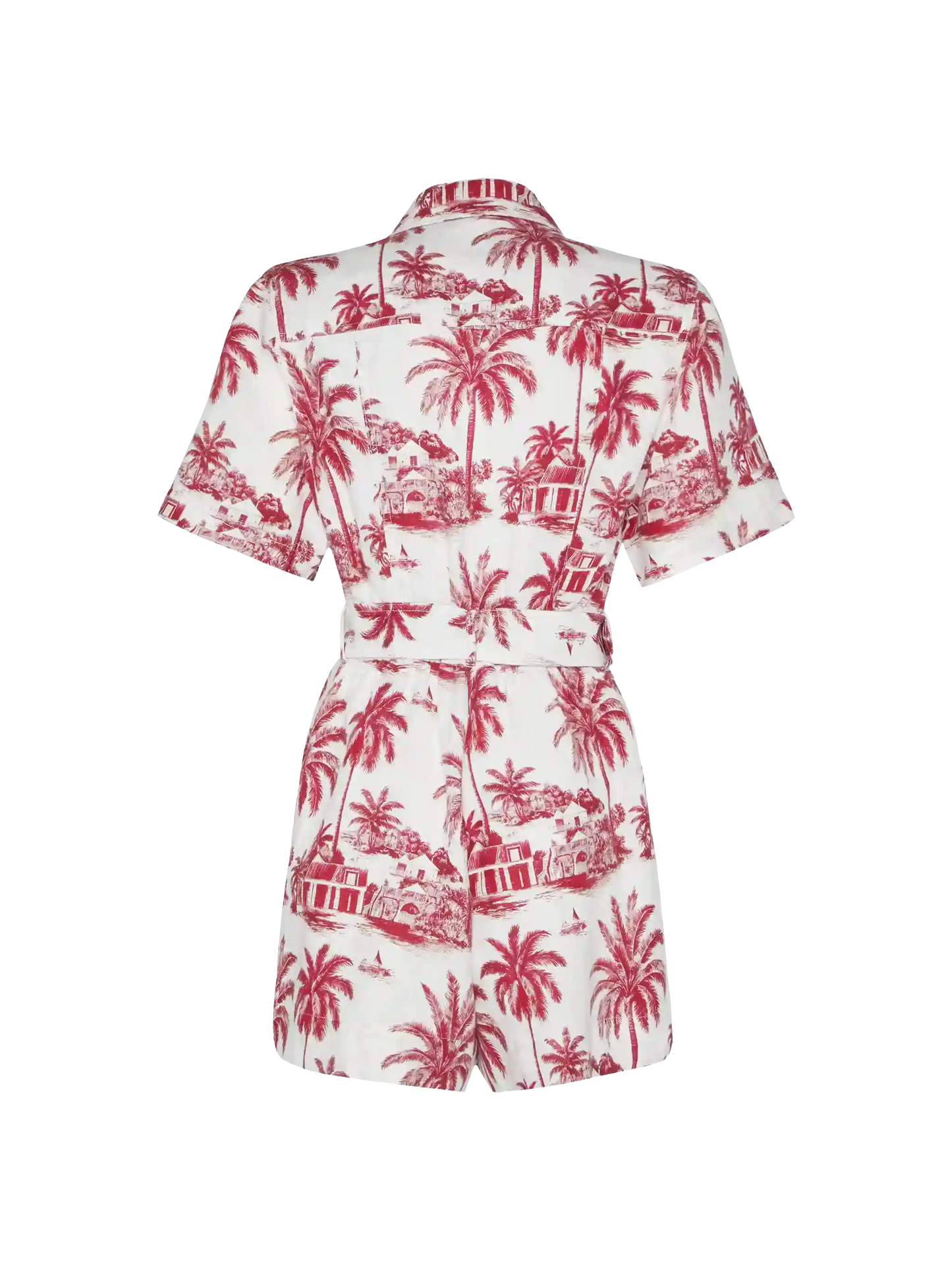 Carola linen playsuit with toile de jouy print | AI CO-CREATED DESIGN BY RICKDICK - POWERED BY RED-EYE - MC2 Saint Barth
