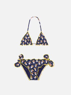 Girl triangle bikini with Estathé print | Estathé® Special Edition