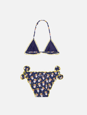 Girl triangle bikini with Estathé print | Estathé® Special Edition
