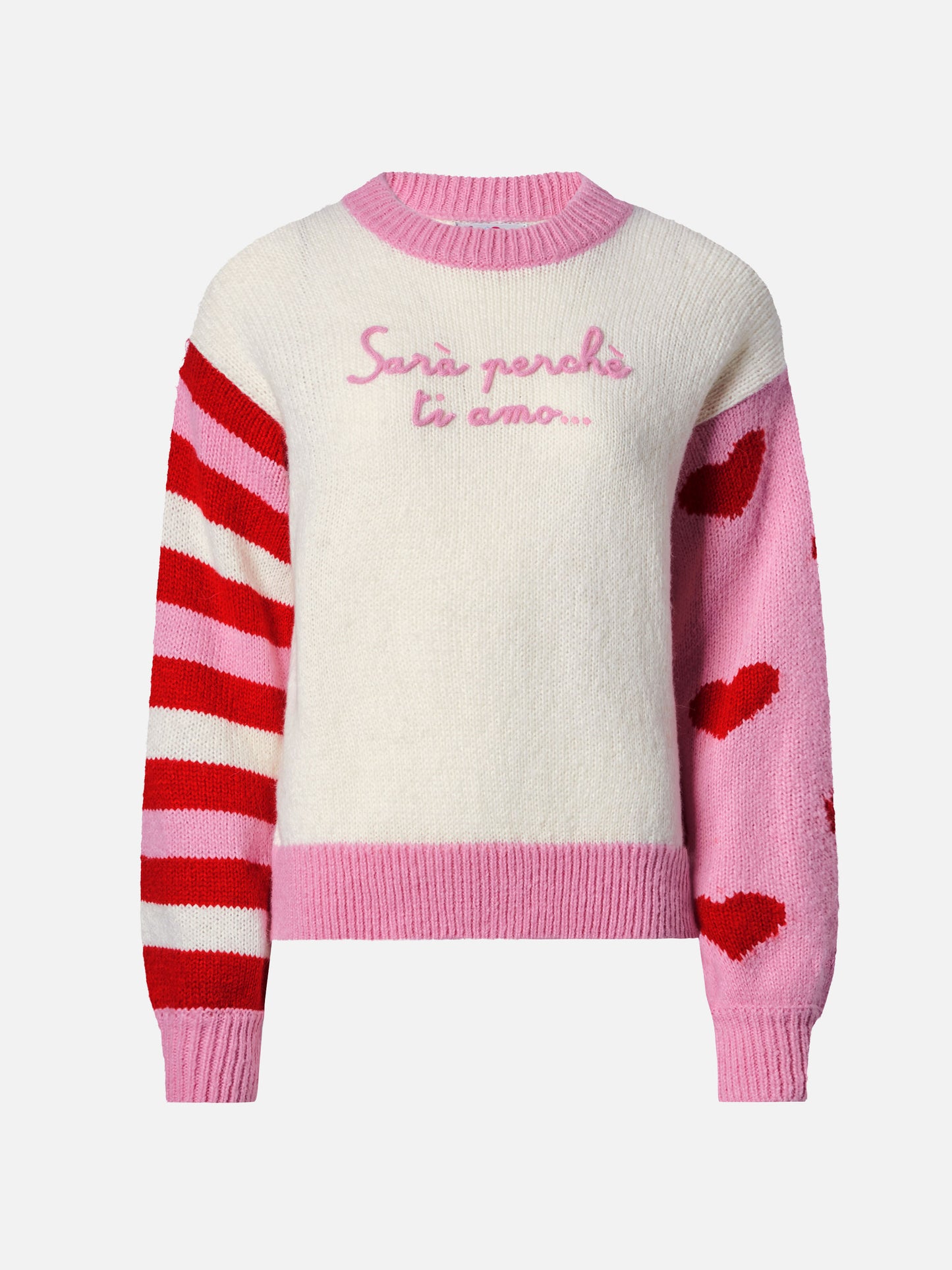 Alpaka-Pullover Danya mit Sarà perchè ti amo-Stickerei