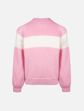 Girl pink crewneck sweater Danya with Courma lurex logo - MC2 Saint Barth