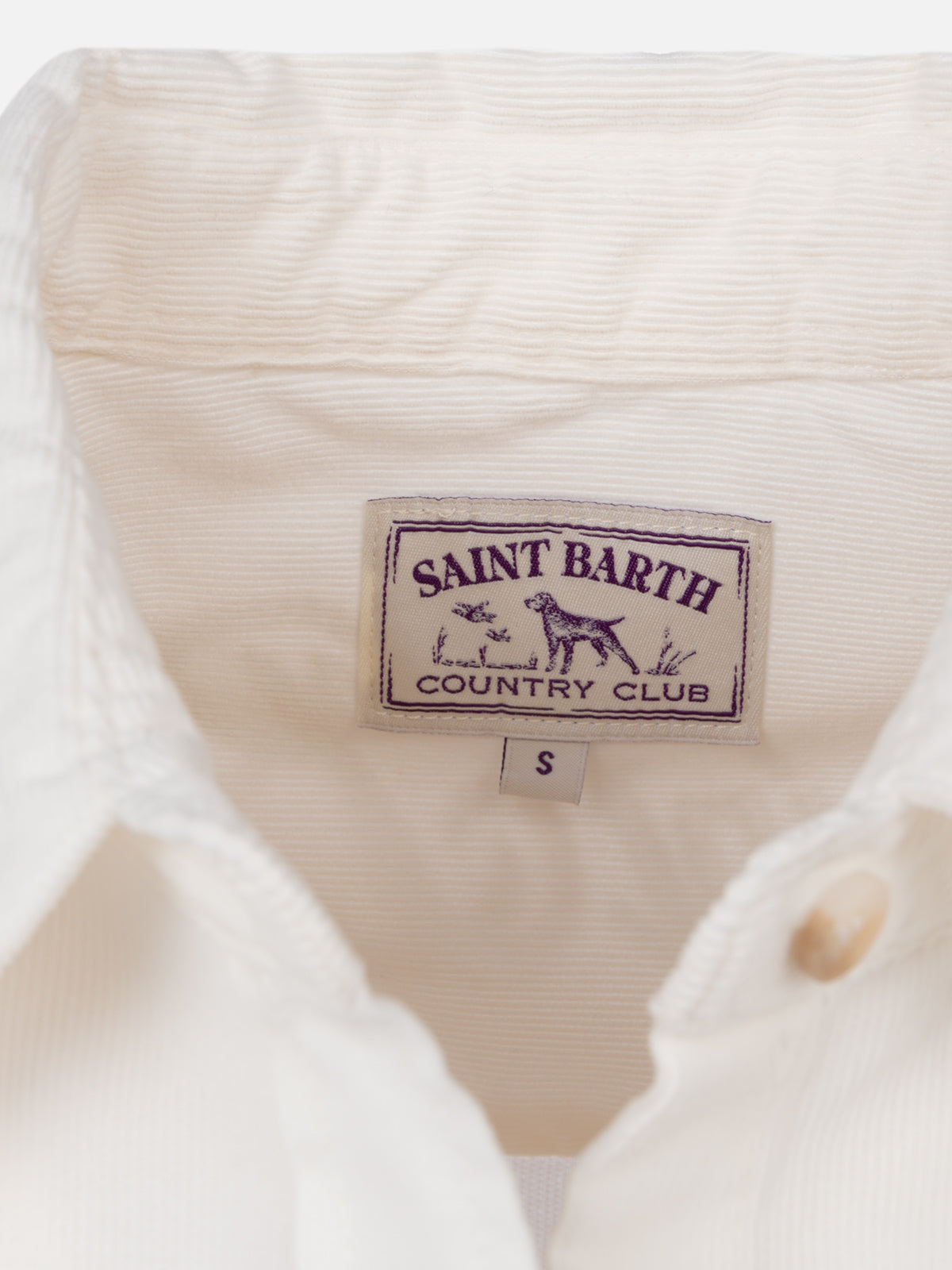 Woman off-white corduroy-like shirt Deer with St. Barth rhinestones logo - MC2 Saint Barth