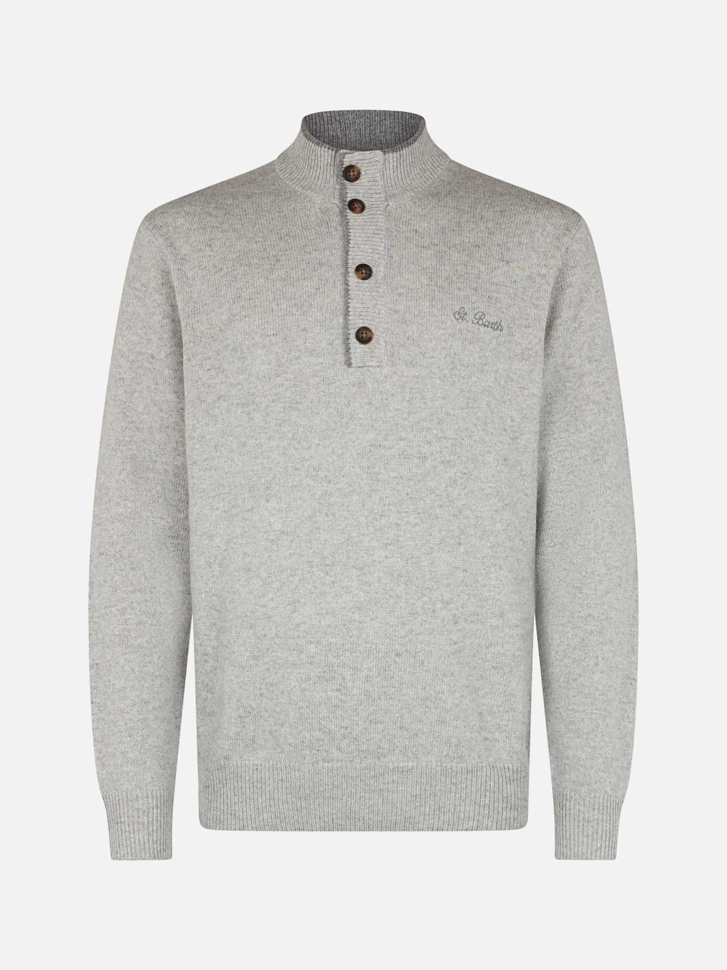 Man light grey blended cashmere polo sweater Dorian - MC2 Saint Barth