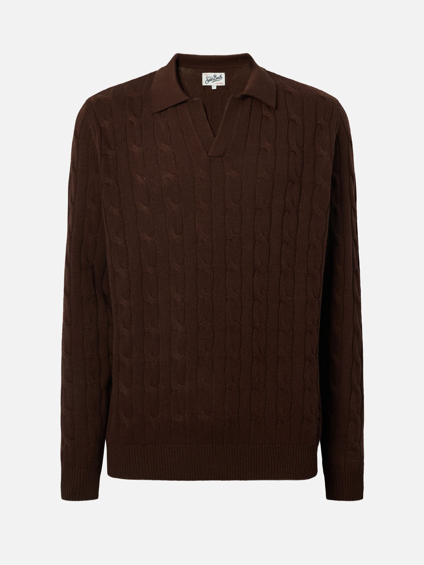 Brown wool knit polo Downing