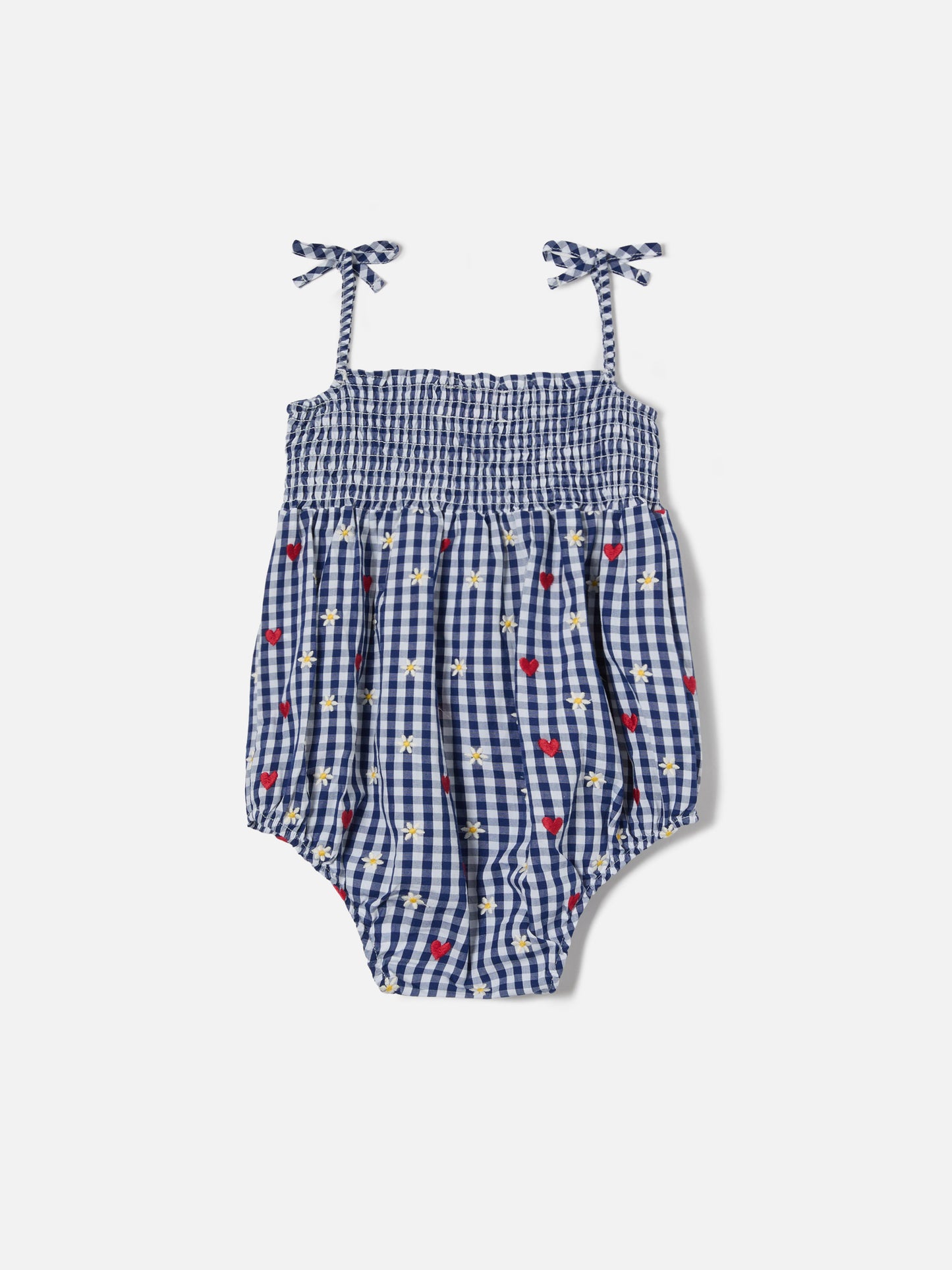 Combishort Dudu en vichy teint en fil avec broderie all over