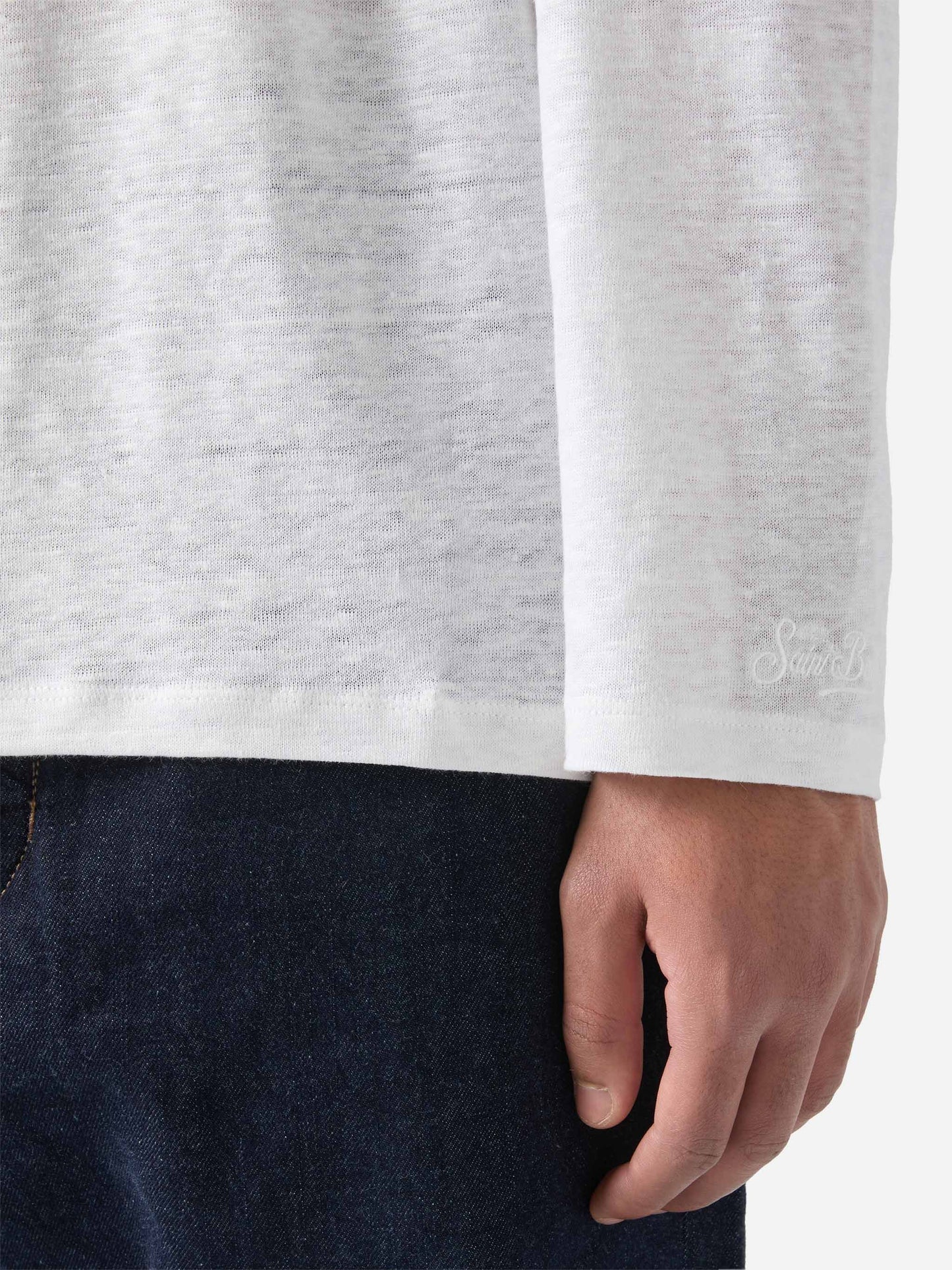 Ecstasea linen t-shirt in white solid color