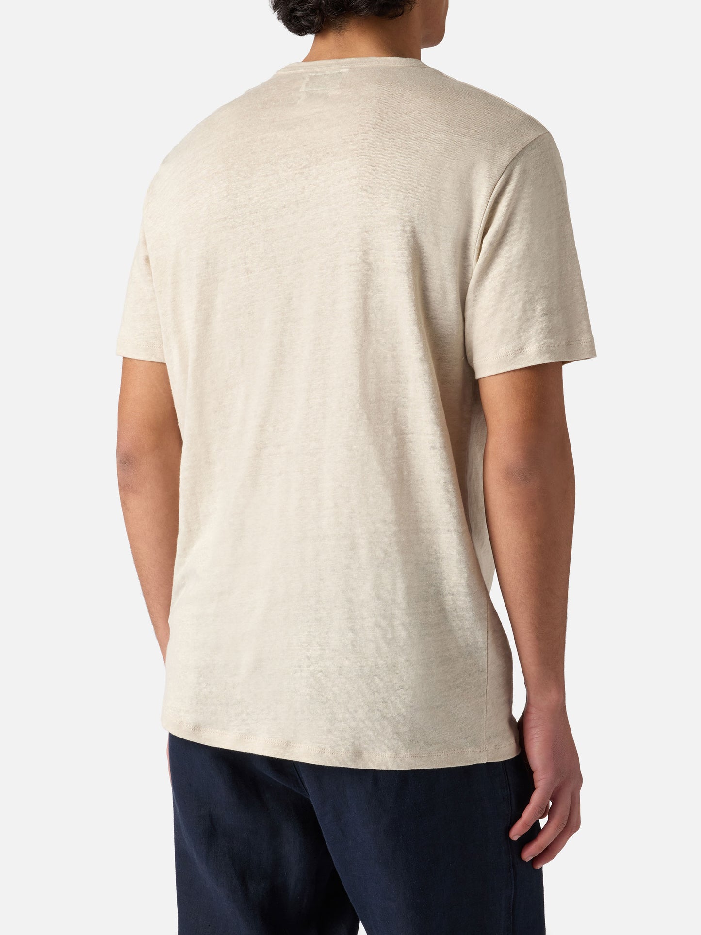 T-shirt Ecstasea couleur crème en pur lin avec broderie logo