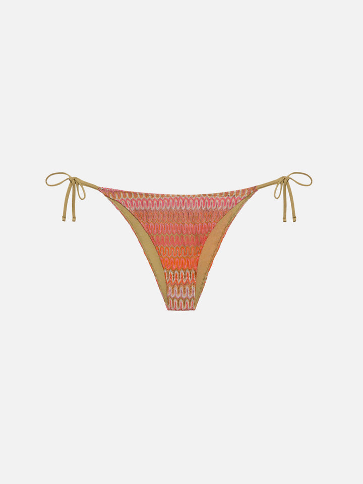 Elea swim briefs in orange raschel fabric