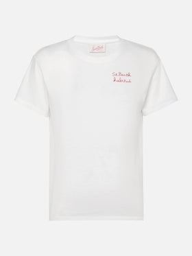 Emilie cotton t-shirt with St. Barth habituè embroidery