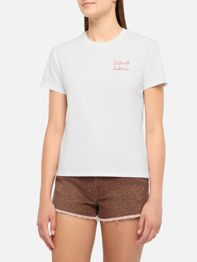 Emilie cotton t-shirt with St. Barth habituè embroidery