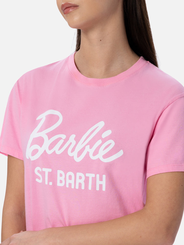 Woman cotton jersey crewneck t-shirt Emilie with Barbie St. Barth print | BARBIE SPECIAL EDITION - MC2 Saint Barth