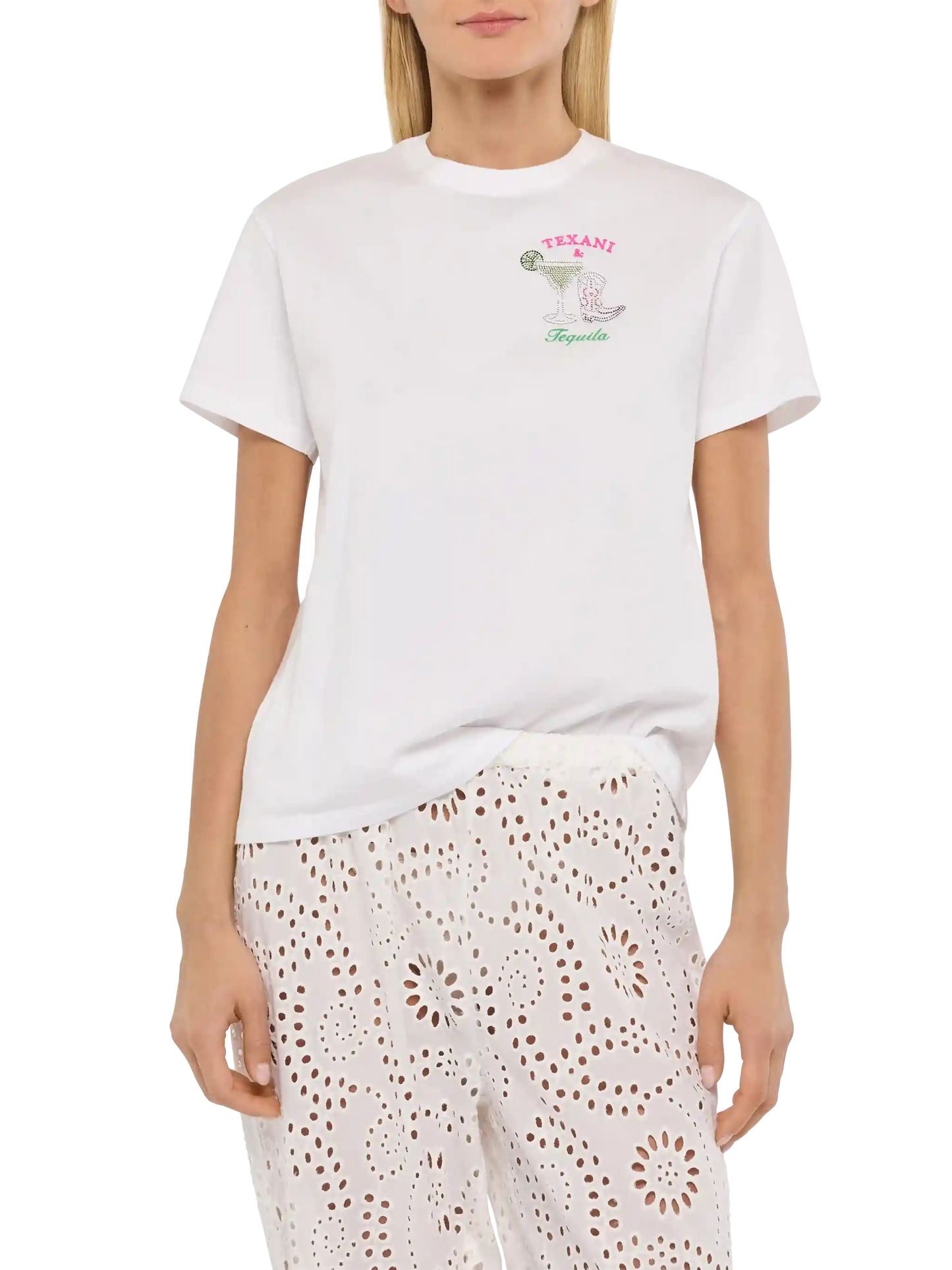 Emilie cotton t-shirt with Texani & Tequila embroidery - MC2 Saint Barth