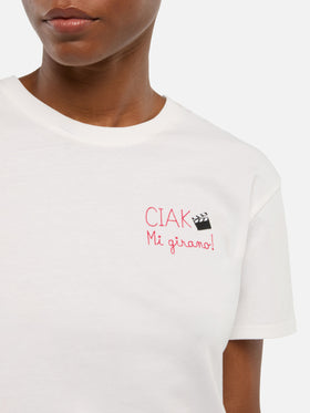 T-Shirt „Emilie“ aus Baumwolle mit „Ciak mi girano“-Stickerei