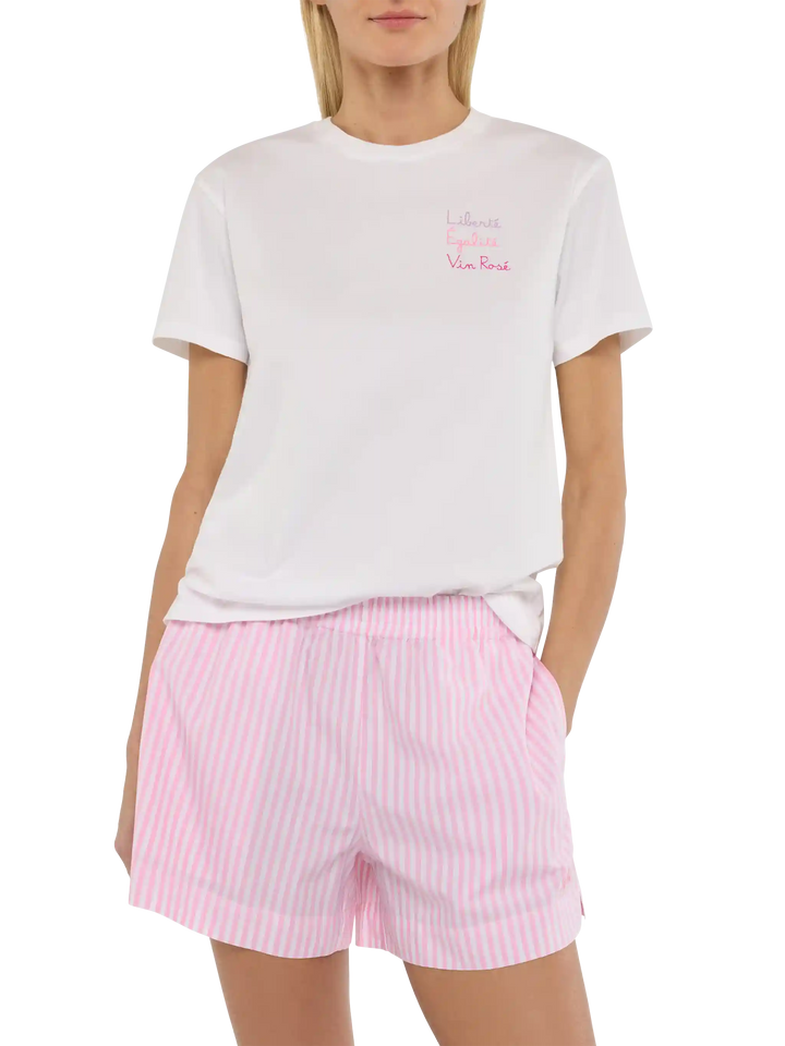 Emilie cotton t-shirt with Libertè, Egalitè, Vin Rosè embroidery - MC2 Saint Barth