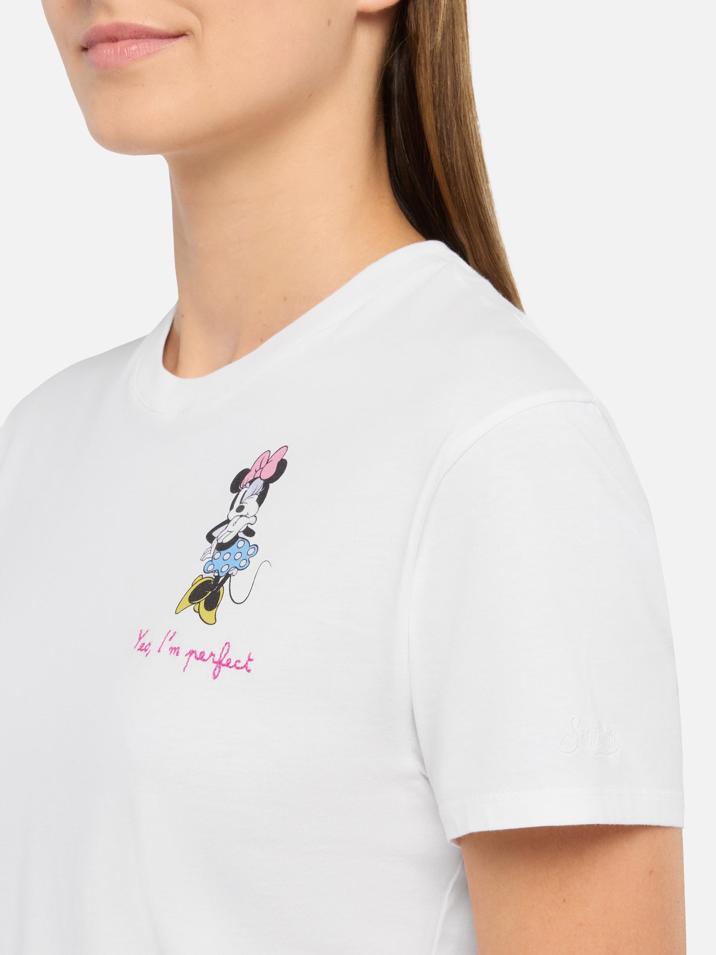 Emilie cotton t-shirt with Minnie Yes, I'm perfect embroidery | DISNEY© SPECIAL EDITION