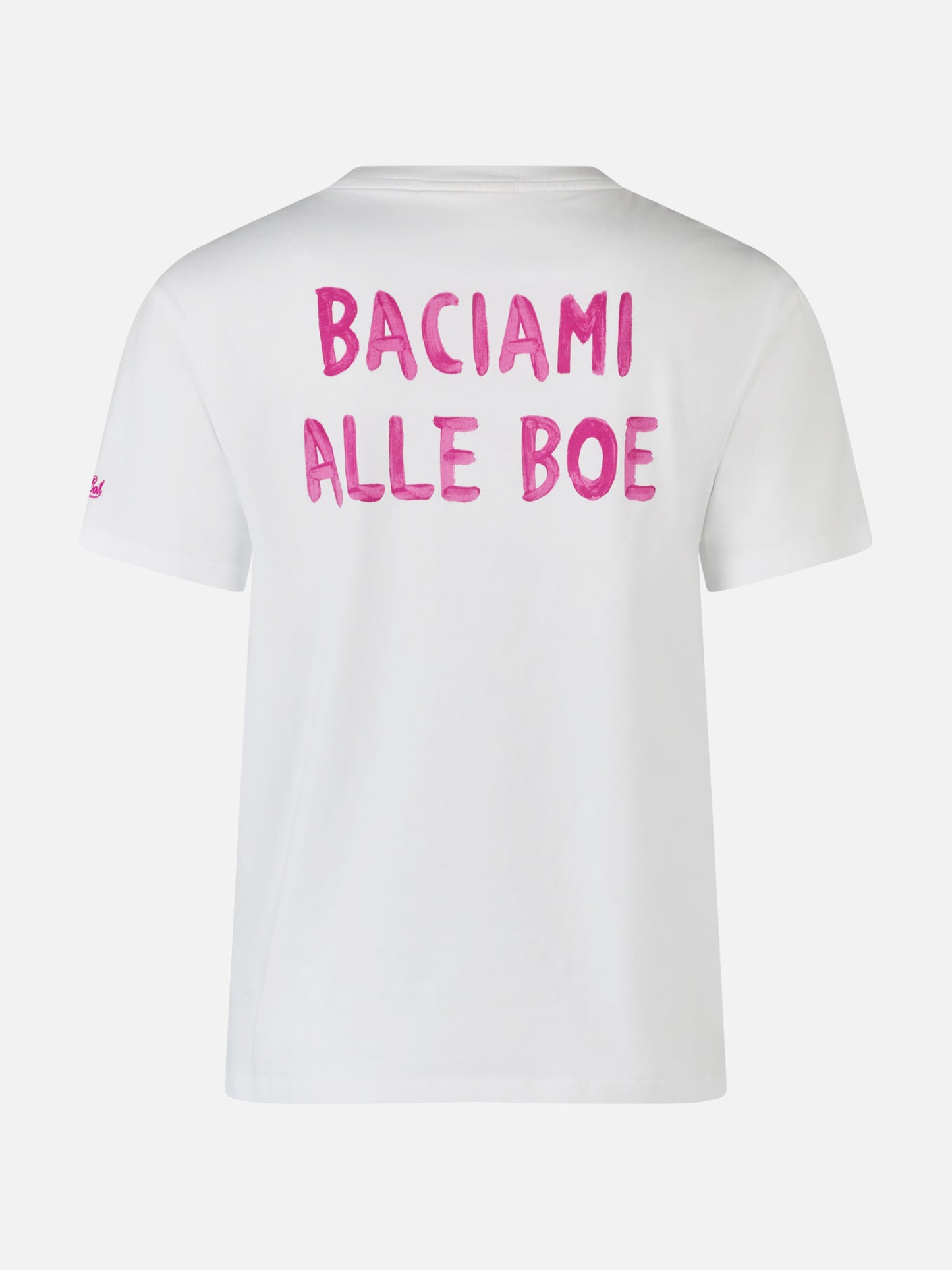Woman cotton jersey crewneck t-shirt Emilie with Baciami alle Boe print | ALLE BOE SPECIAL EDITION - MC2 Saint Barth