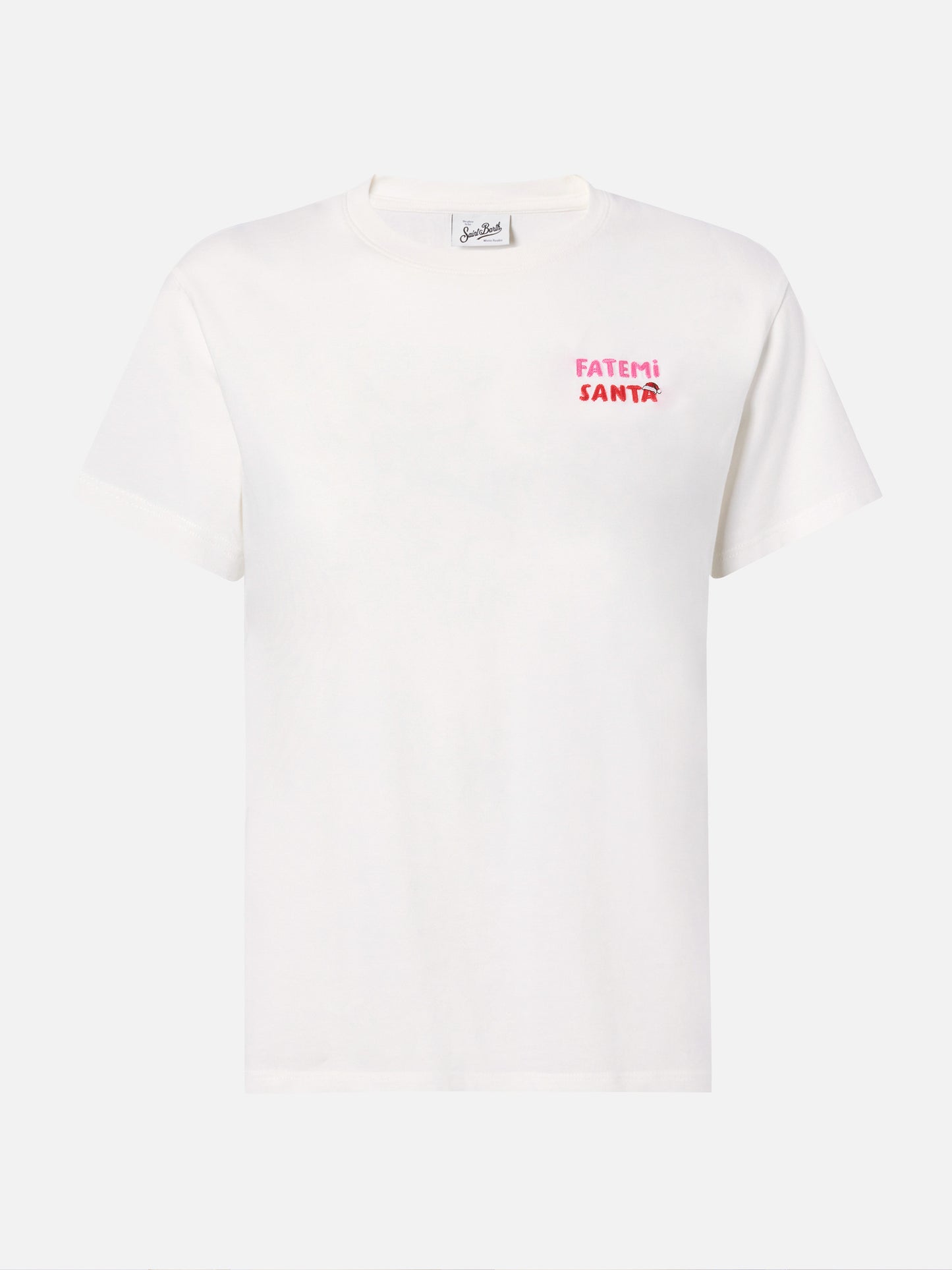 Emilie T-Shirt aus Bio-Baumwolle in Weiß mit Fatemi-Santa-Stickerei