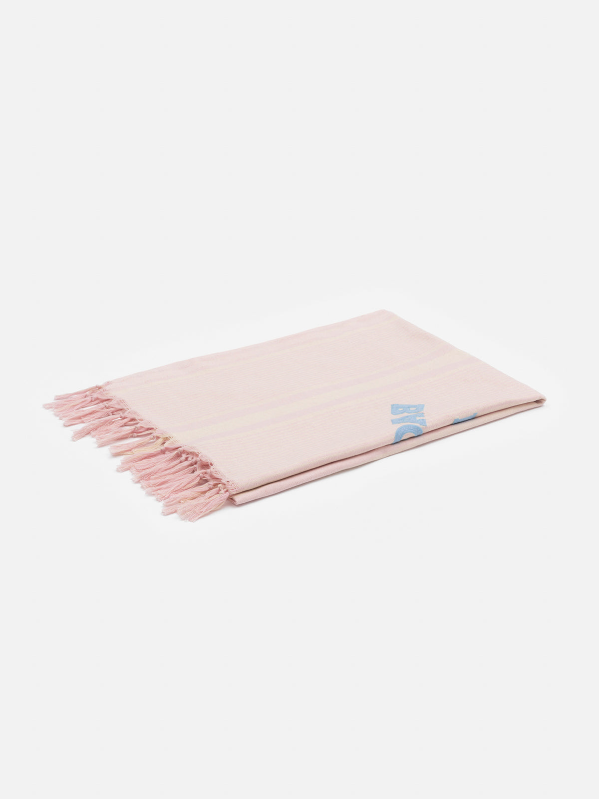 Leichtes Baumwoll-Strandtuch Fouta mit rosa Streifendruck und Stickerei