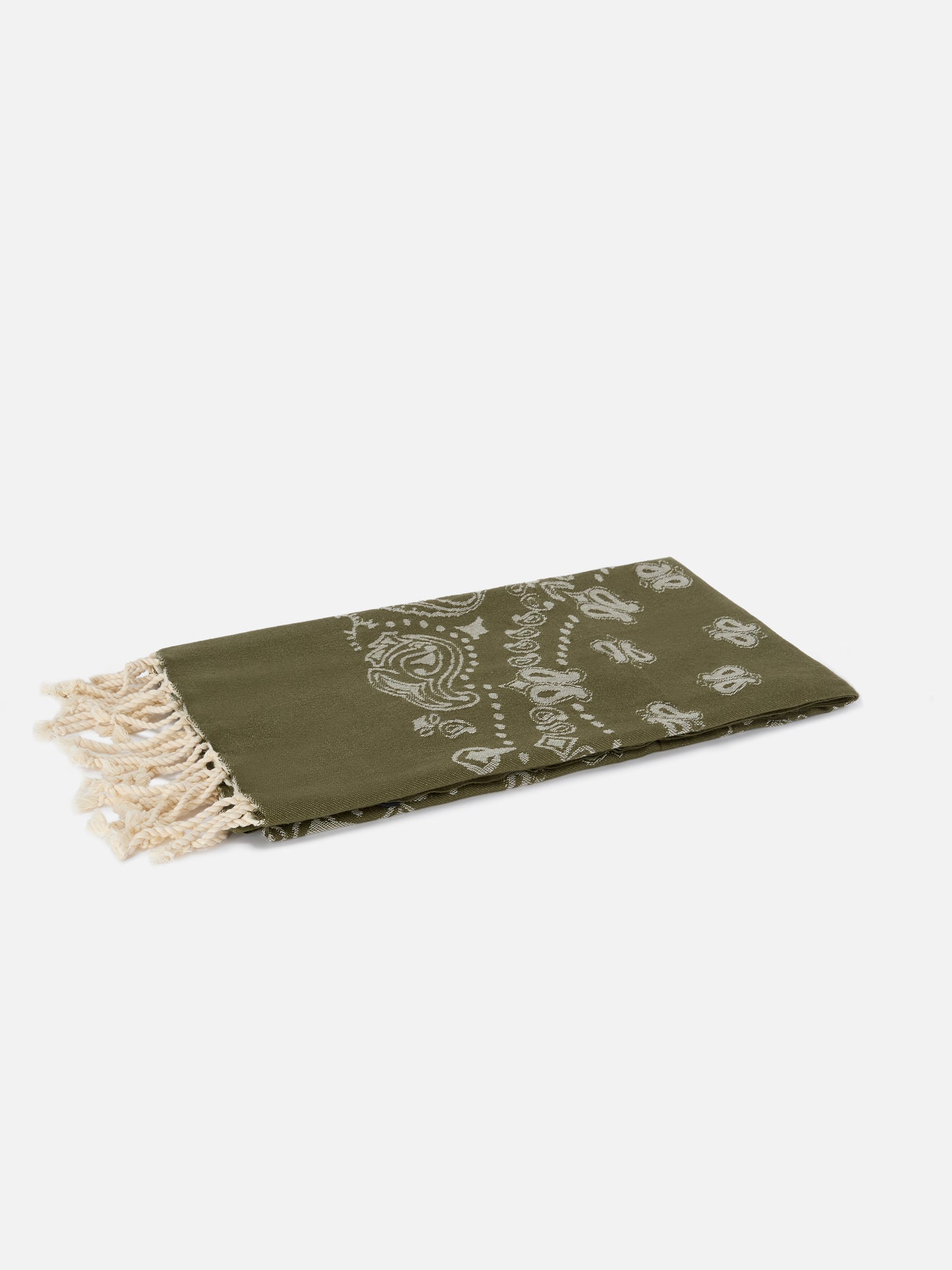 Toalla de playa foutas de algodón Jaquard con estampado bandana verde militar