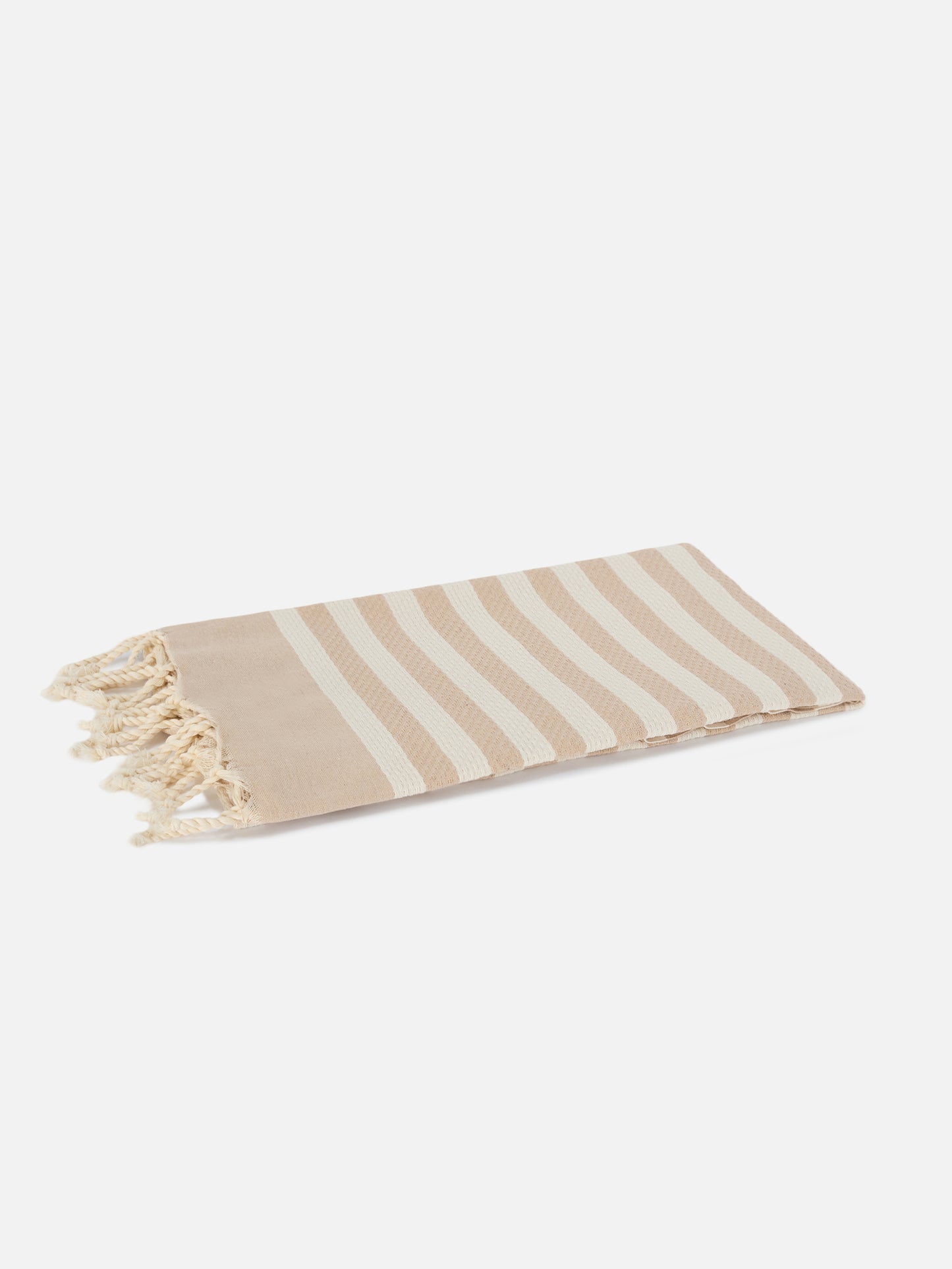 Serviette de plage fouta à rayures beige et blanches