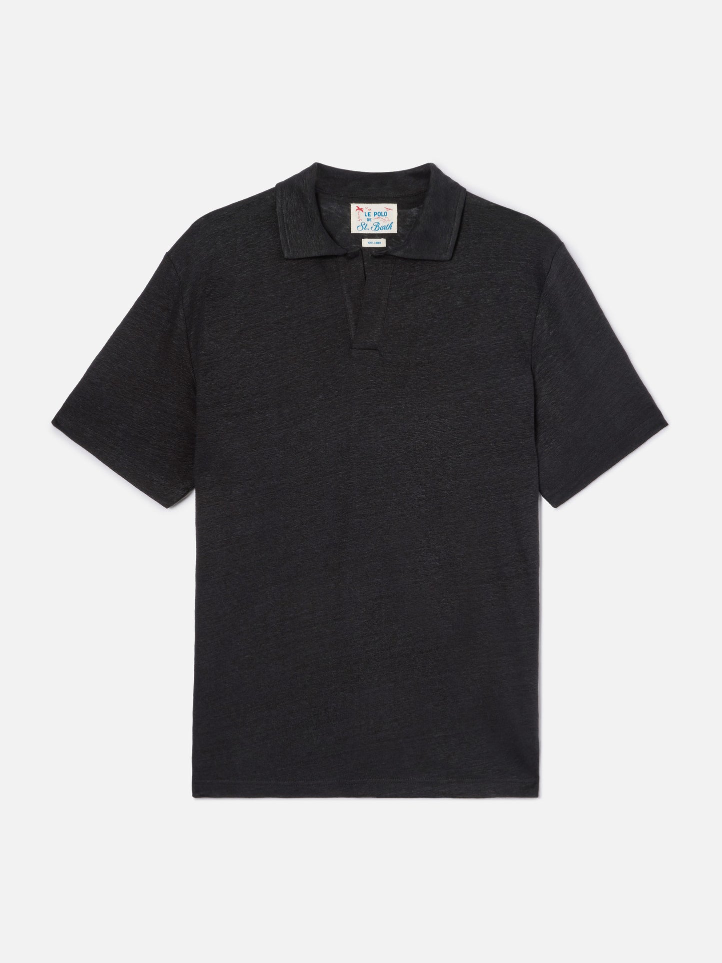 Black Fraser polo in pure linen