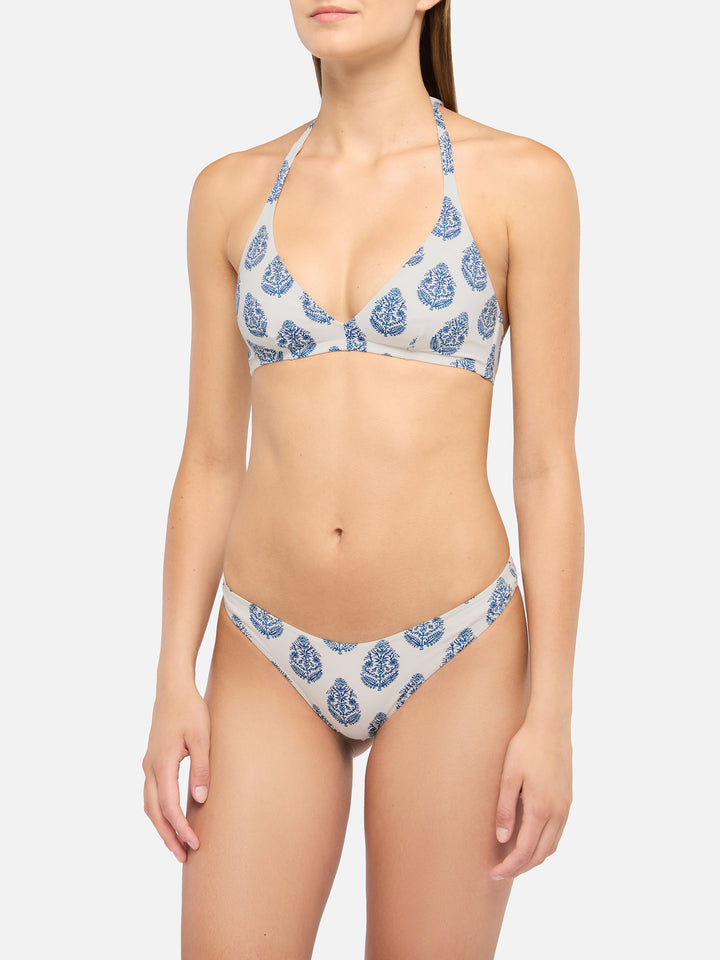 Bikini triangolo fisso Gaia Lido con slip classico e stampa paisley