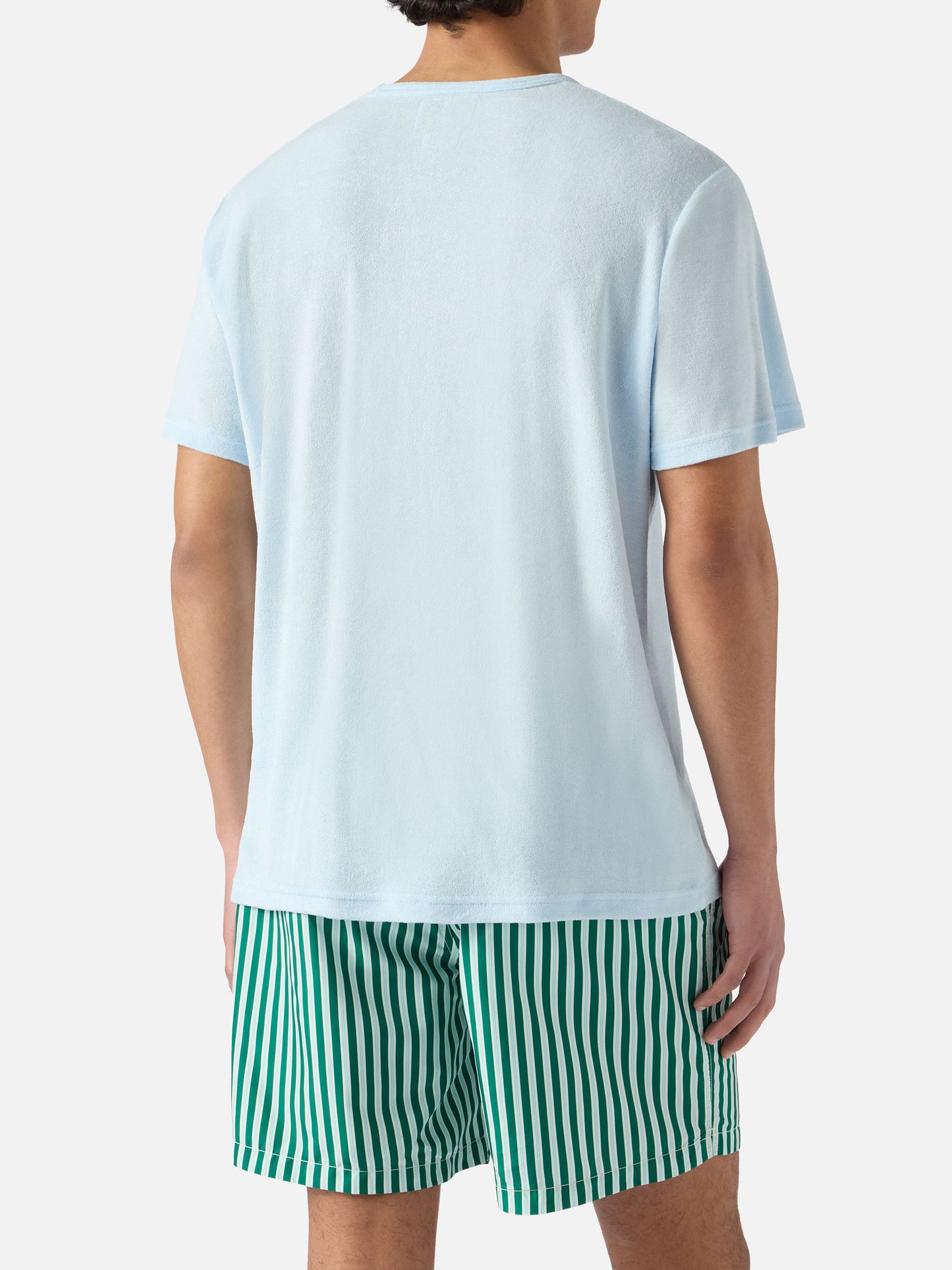 T-shirt Gary bleu clair en coton effet éponge avec logo brodé