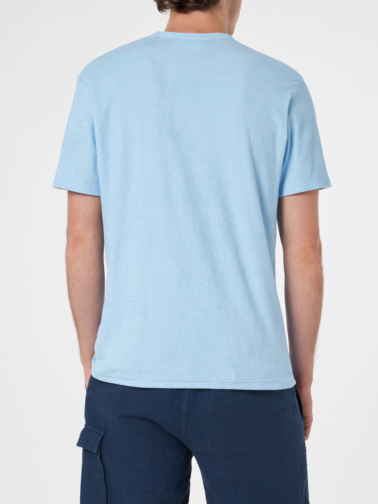 Light blue terry t-shirt Gary with St. Barth embroidery
