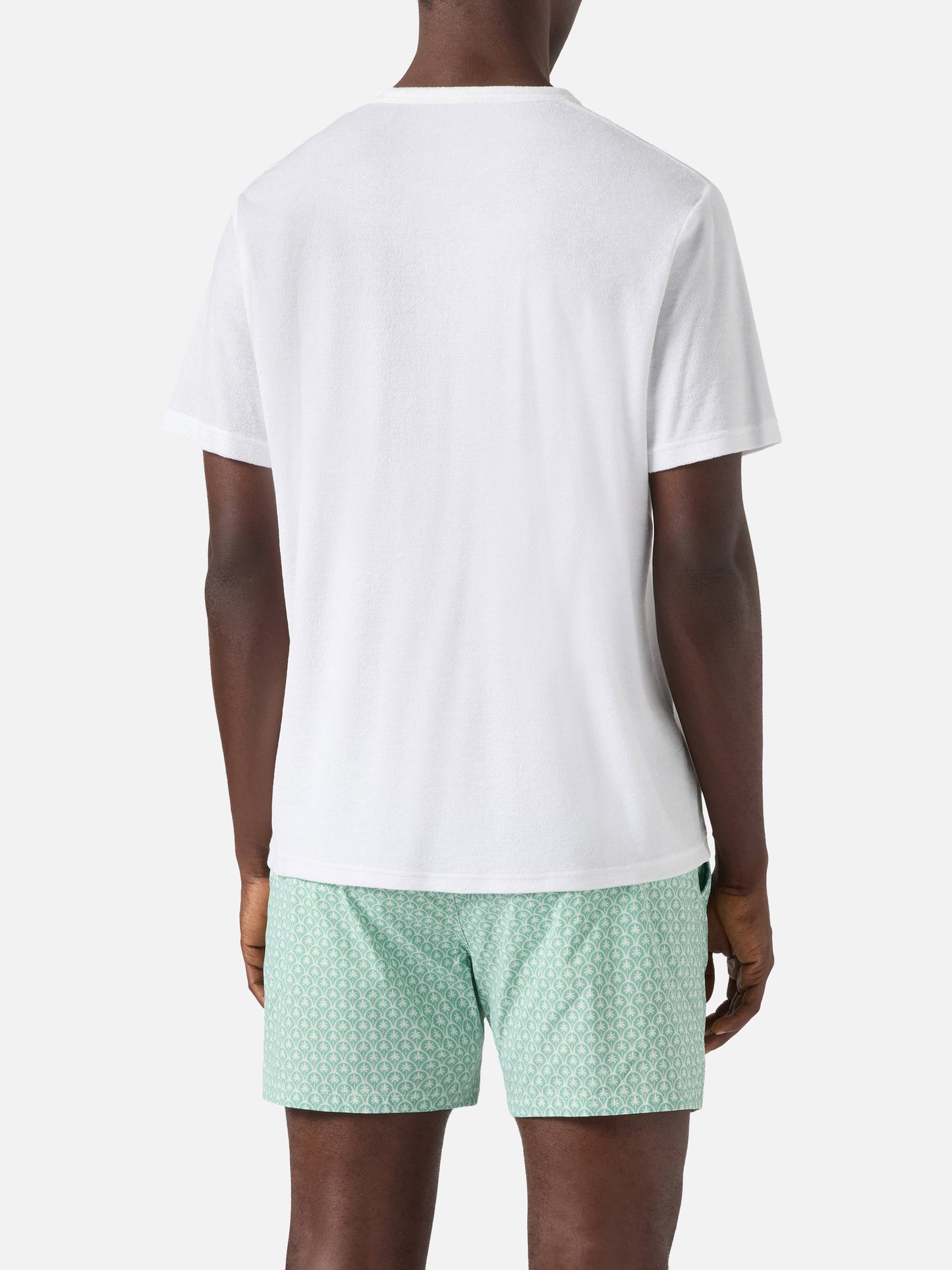 White Gary cotton terry-effect t-shirt with logo embroidery