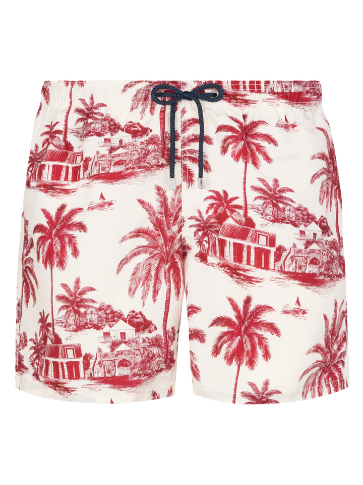 Costume mare lunghezza media Gustavia con stampa toile de jouy | AI CO-CREATED DESIGN BY RICKDICK - POWERED BY RED-EYE