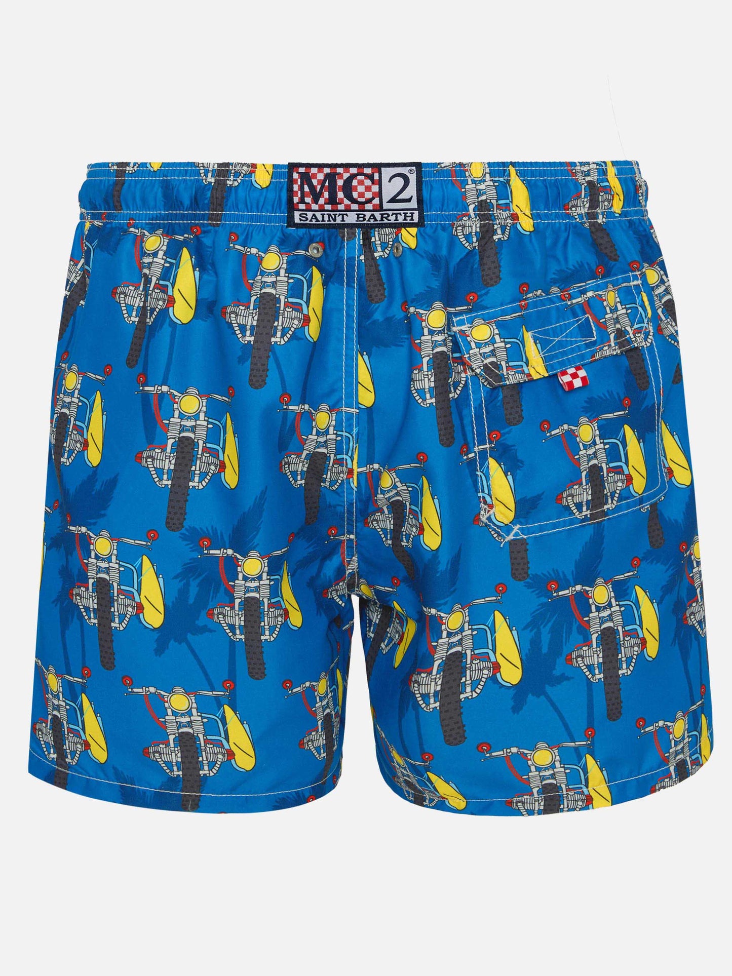 Mittellange Badeshorts mit Surfmotorrad