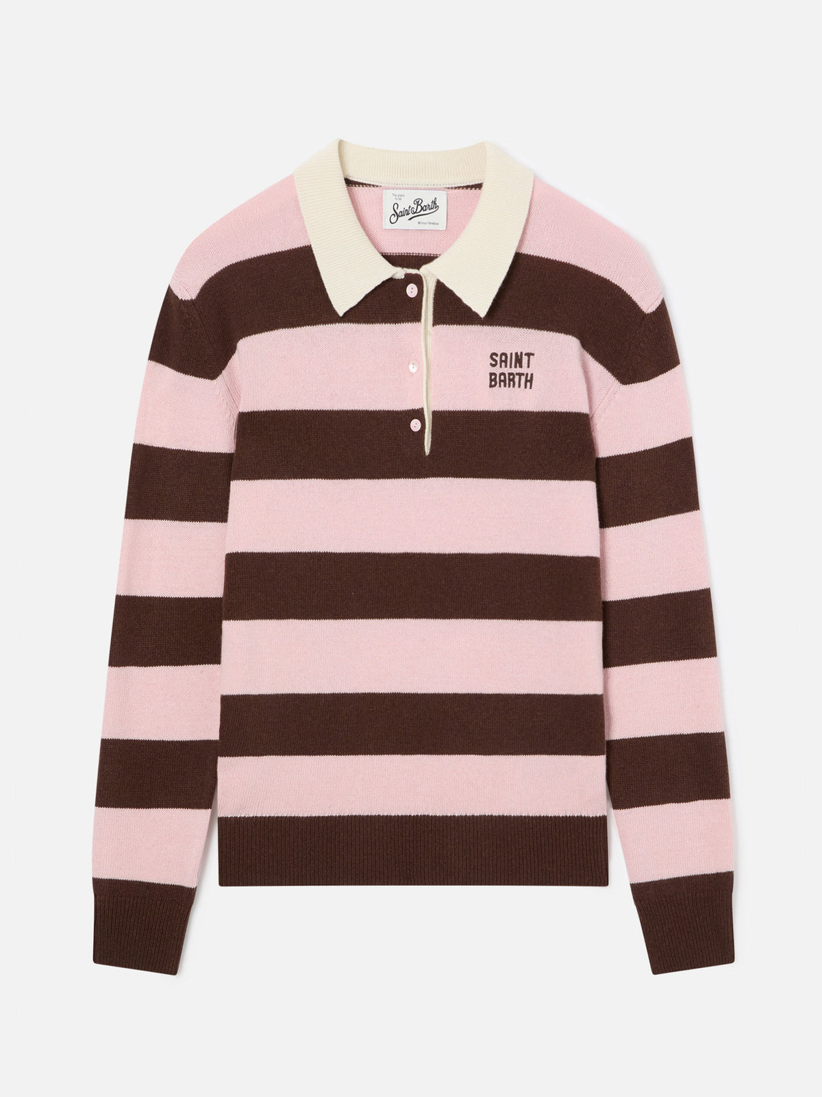 Maglia Hadidy rosa con collo polo e righe