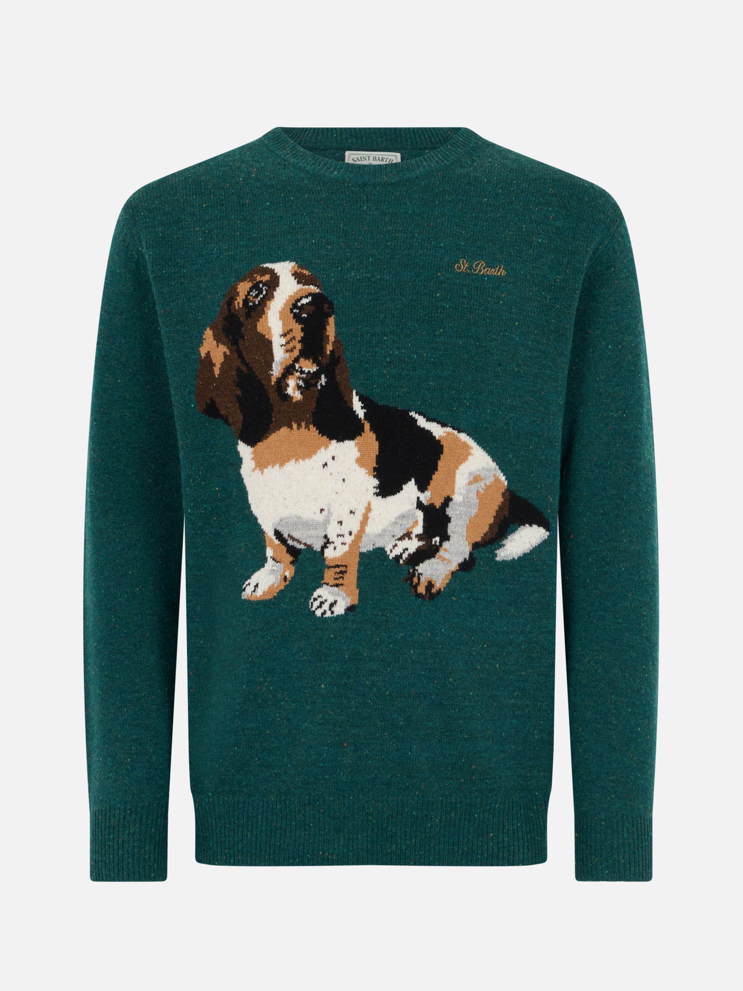 Man green sweater Heron with basset hound print - MC2 Saint Barth