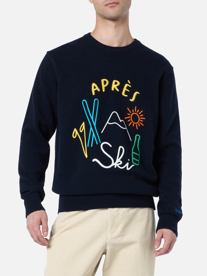 Man blue sweater Heron with Apres ski embroidery - MC2 Saint Barth