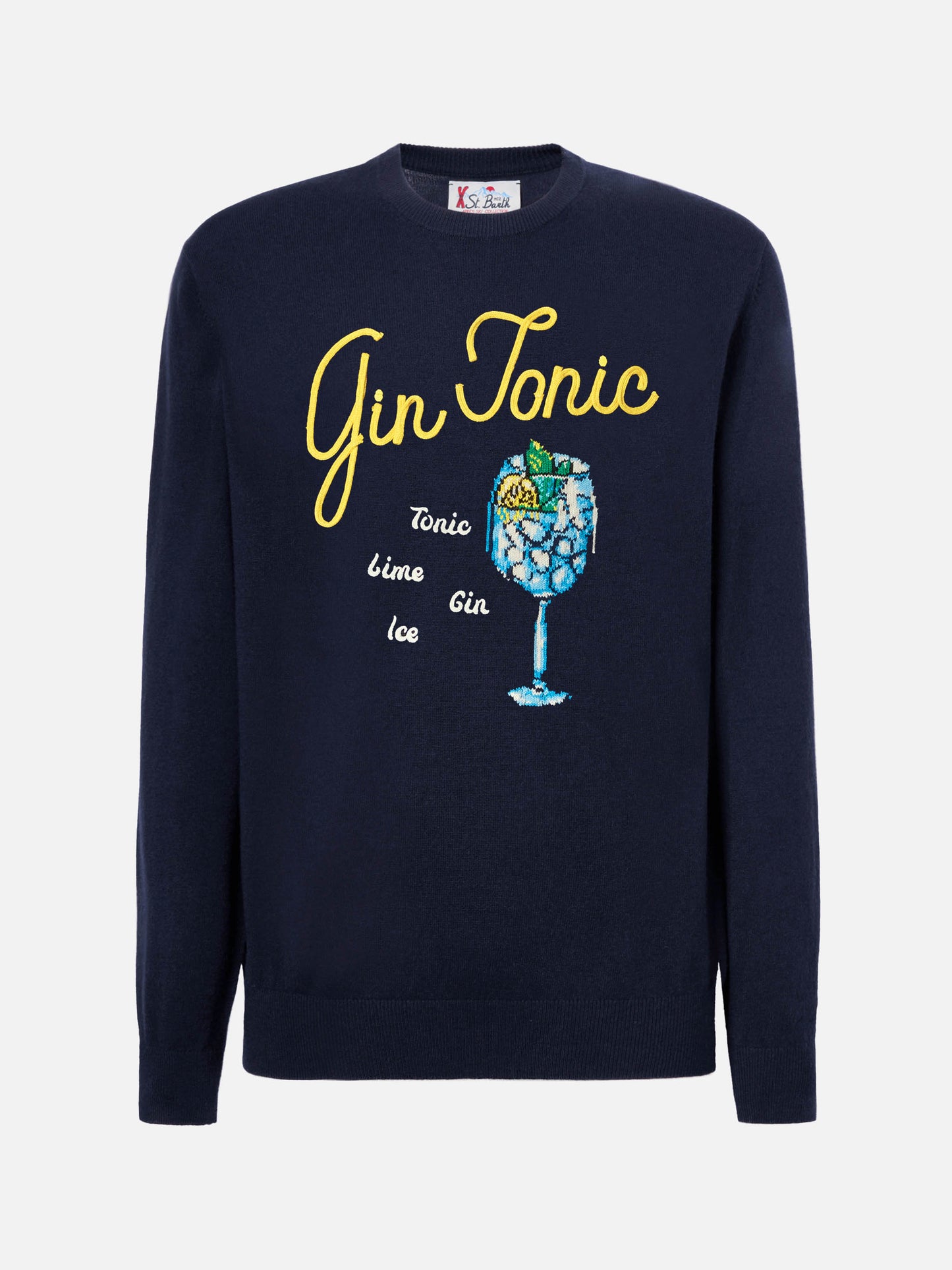 Pull bleu Heron avec broderie Gin Tonic